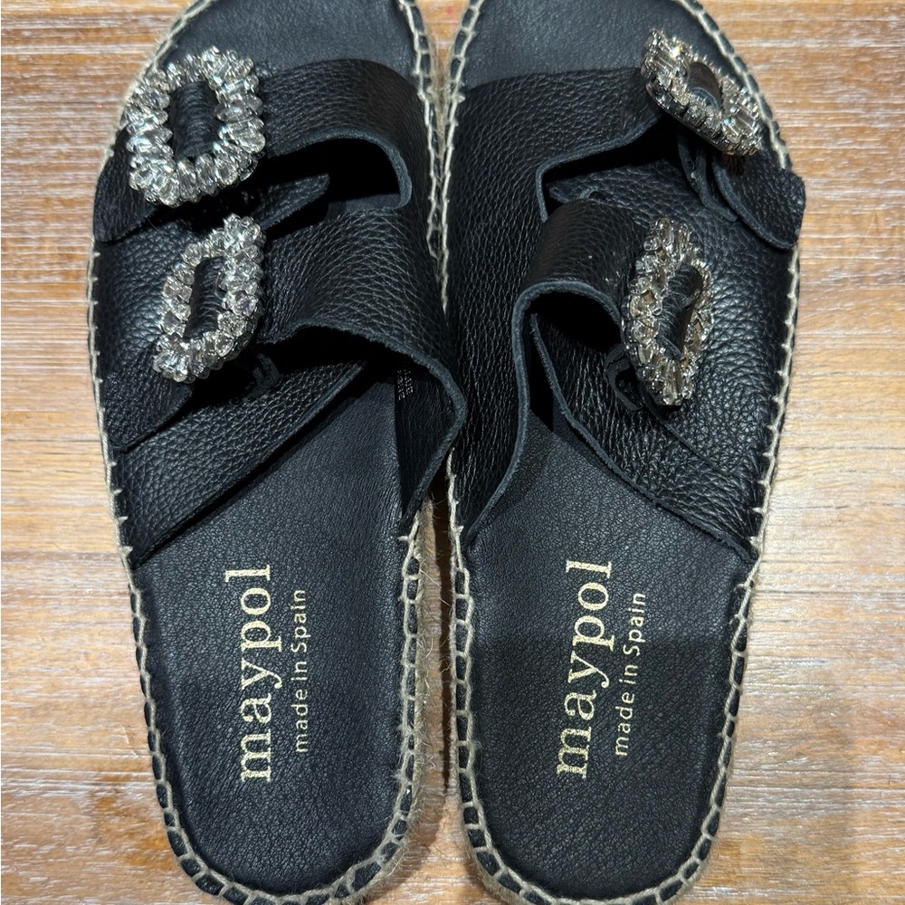 Maypol Crystal Buckle Espadrille Sandal Size 39 **Free gift w/ purchase!
